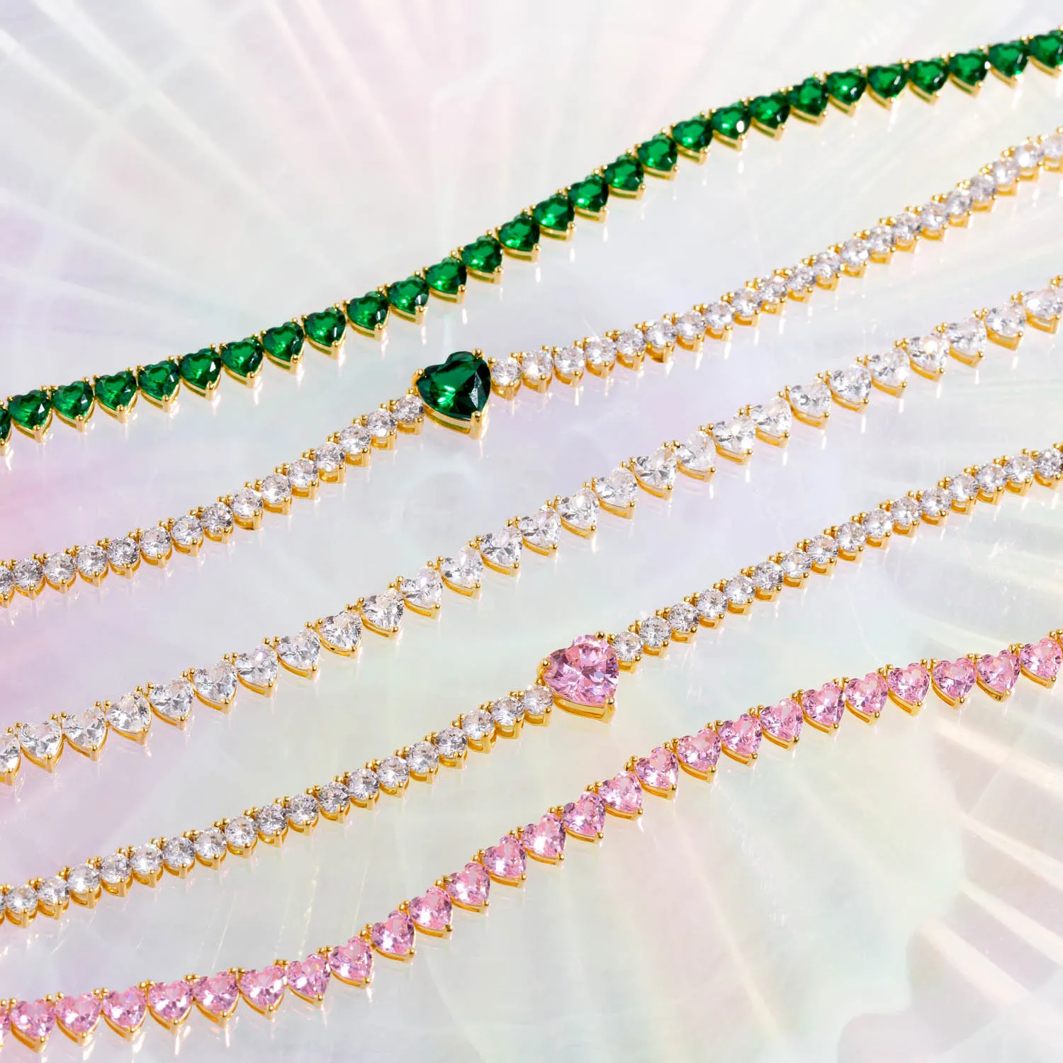 Gemstone Heart Tennis Bracelet