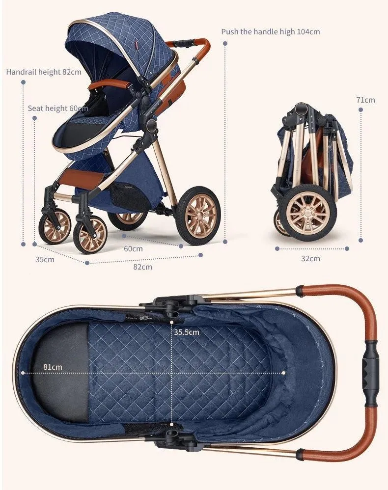 Grey Premium 3-in-1 Baby Stroller (Car Seat & Base Included)