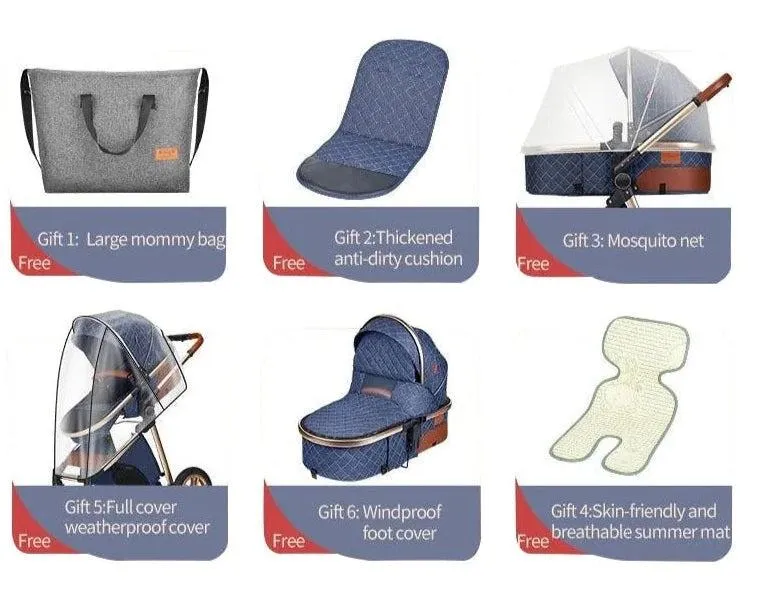 Grey Premium 3-in-1 Baby Stroller (Car Seat & Base Included)