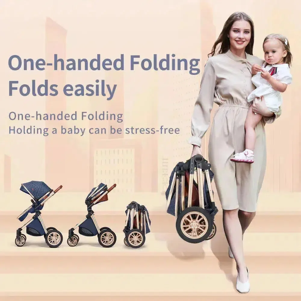 Grey Premium 3-in-1 Baby Stroller (Car Seat & Base Included)