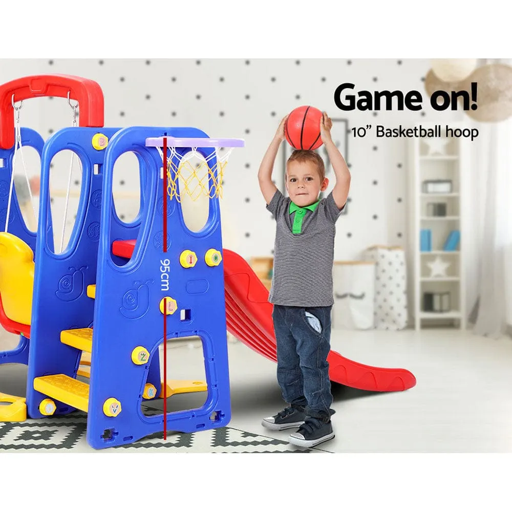 Keezi Kids Slide Swing Set Basketball Hoop Outdoor Playground Toys 120cm Blue - ONLINE ONLY