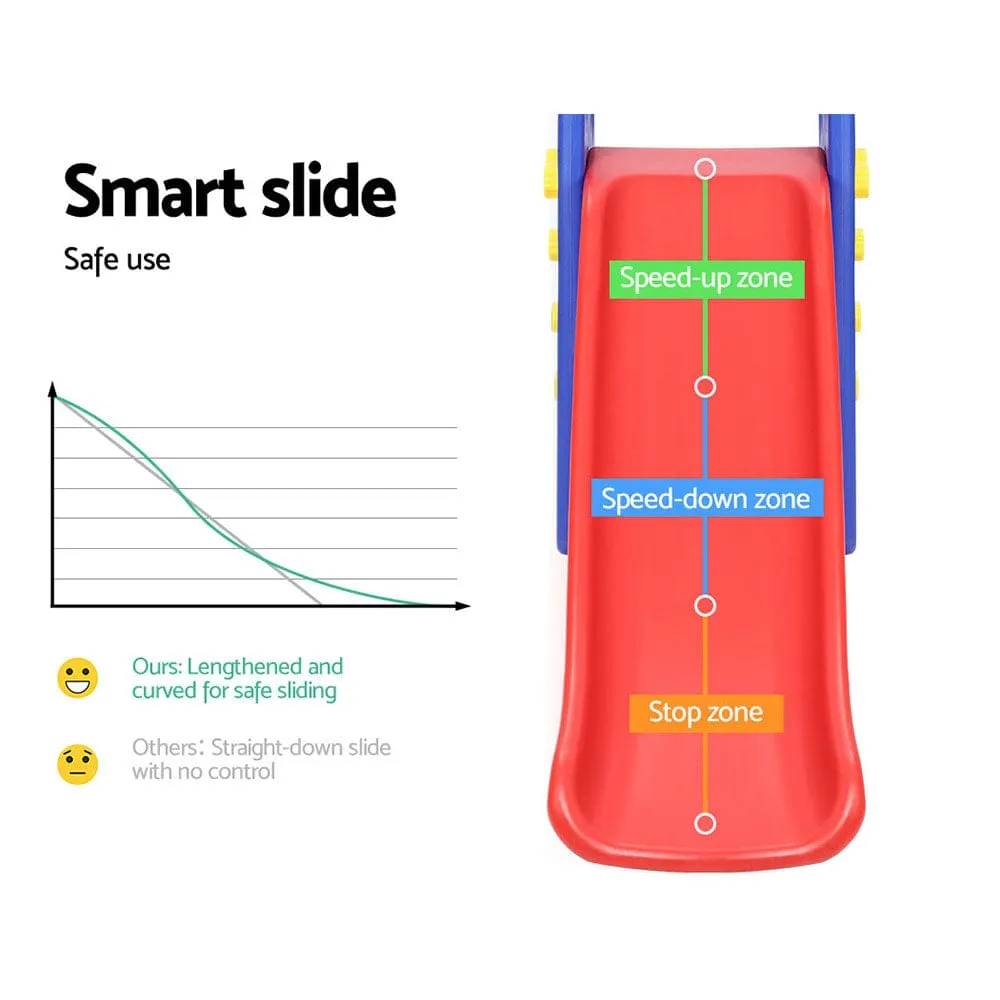 Keezi Kids Slide Swing Set Basketball Hoop Outdoor Playground Toys 120cm Blue - ONLINE ONLY