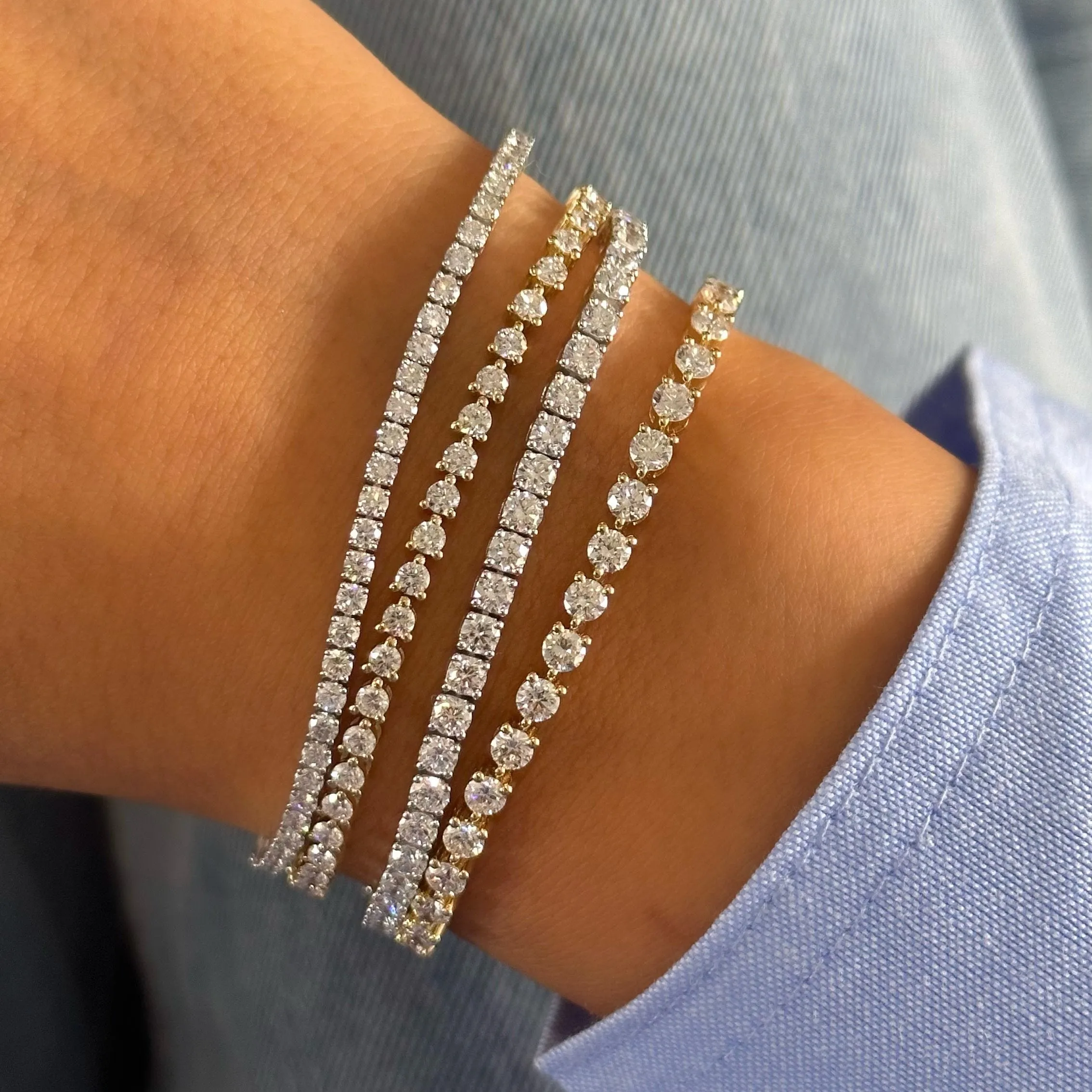 Lab Grown Diamond Four Prong Tennis Bracelet 14K