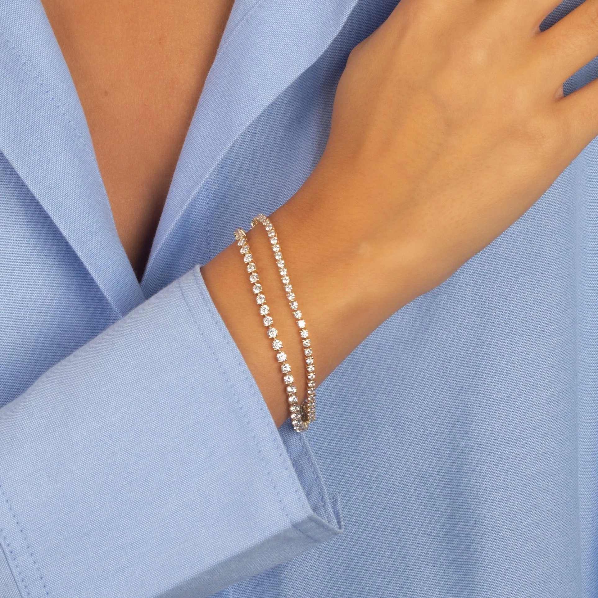 Lab Grown Diamond Three Prong Tennis Bracelet 14K
