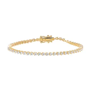 Lab Grown Diamond Three Prong Tennis Bracelet 14K