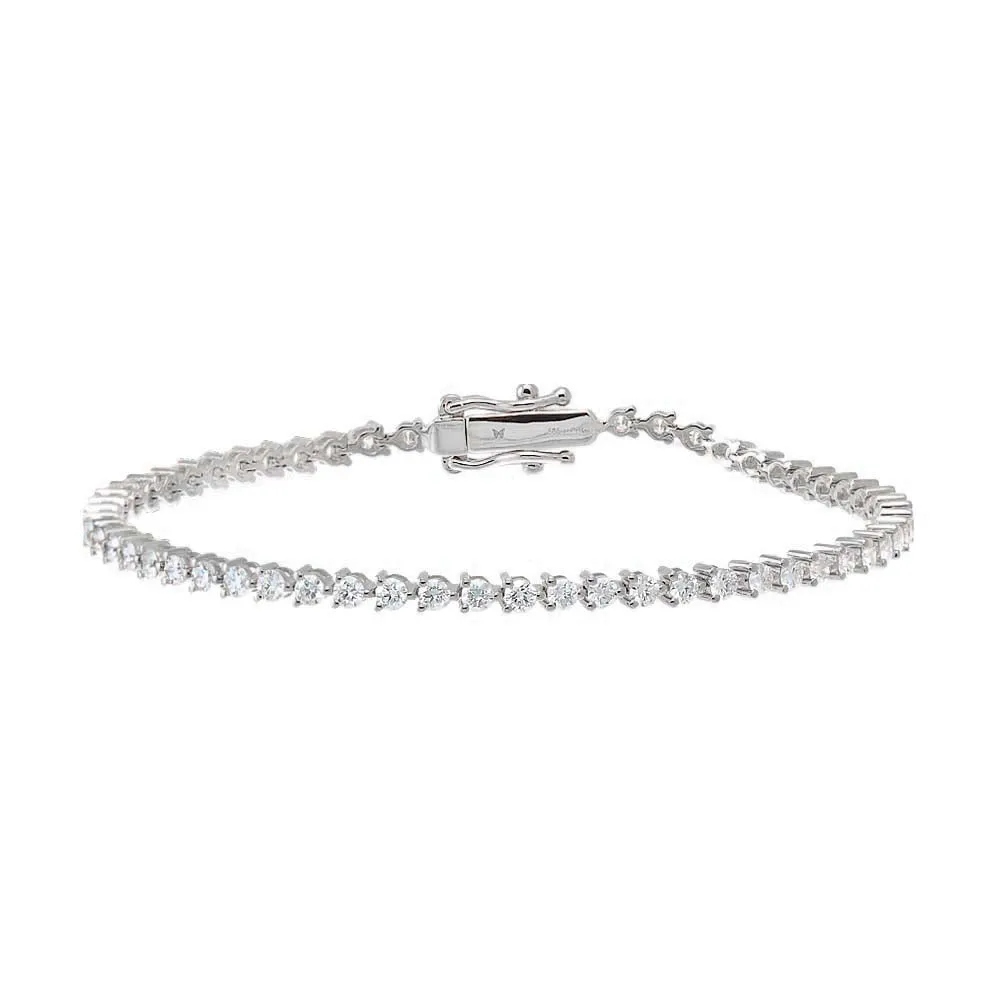Lab Grown Diamond Three Prong Tennis Bracelet 14K