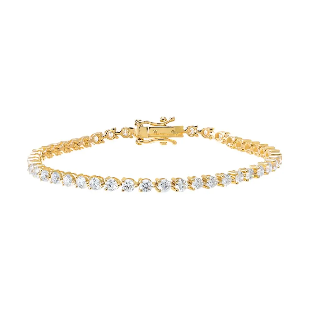 Lab Grown Diamond Three Prong Tennis Bracelet 14K
