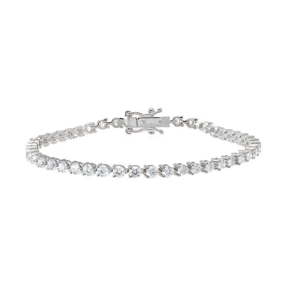 Lab Grown Diamond Three Prong Tennis Bracelet 14K