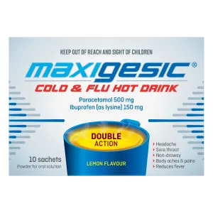 Maxigesic Cold & Flu Hot Drink Double Action - Lemon Flavour