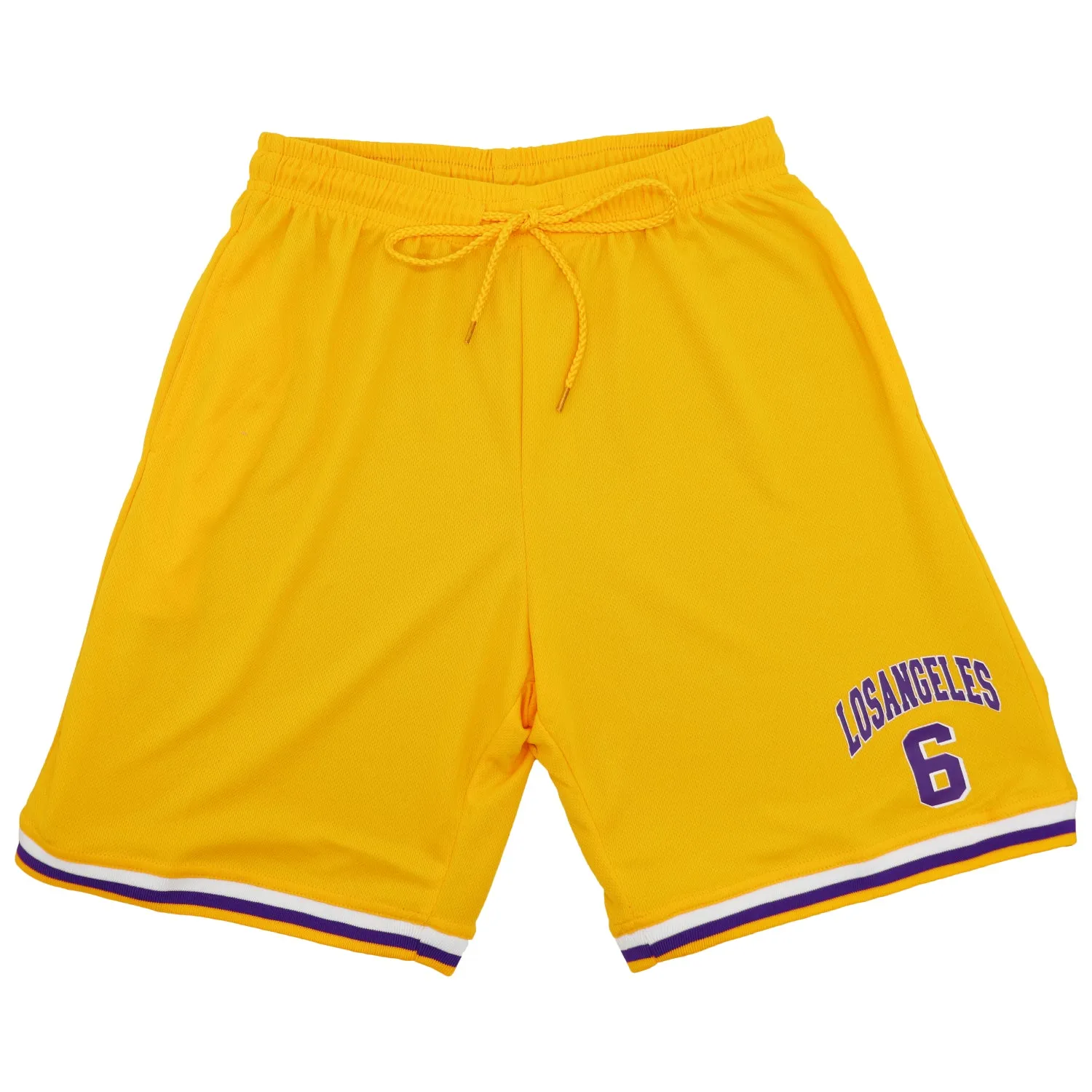 Men's Basketball Sports Shorts Gym Jogging Swim Board Boxing Sweat Casual Pants, Yellow - Los Angeles 6, XL