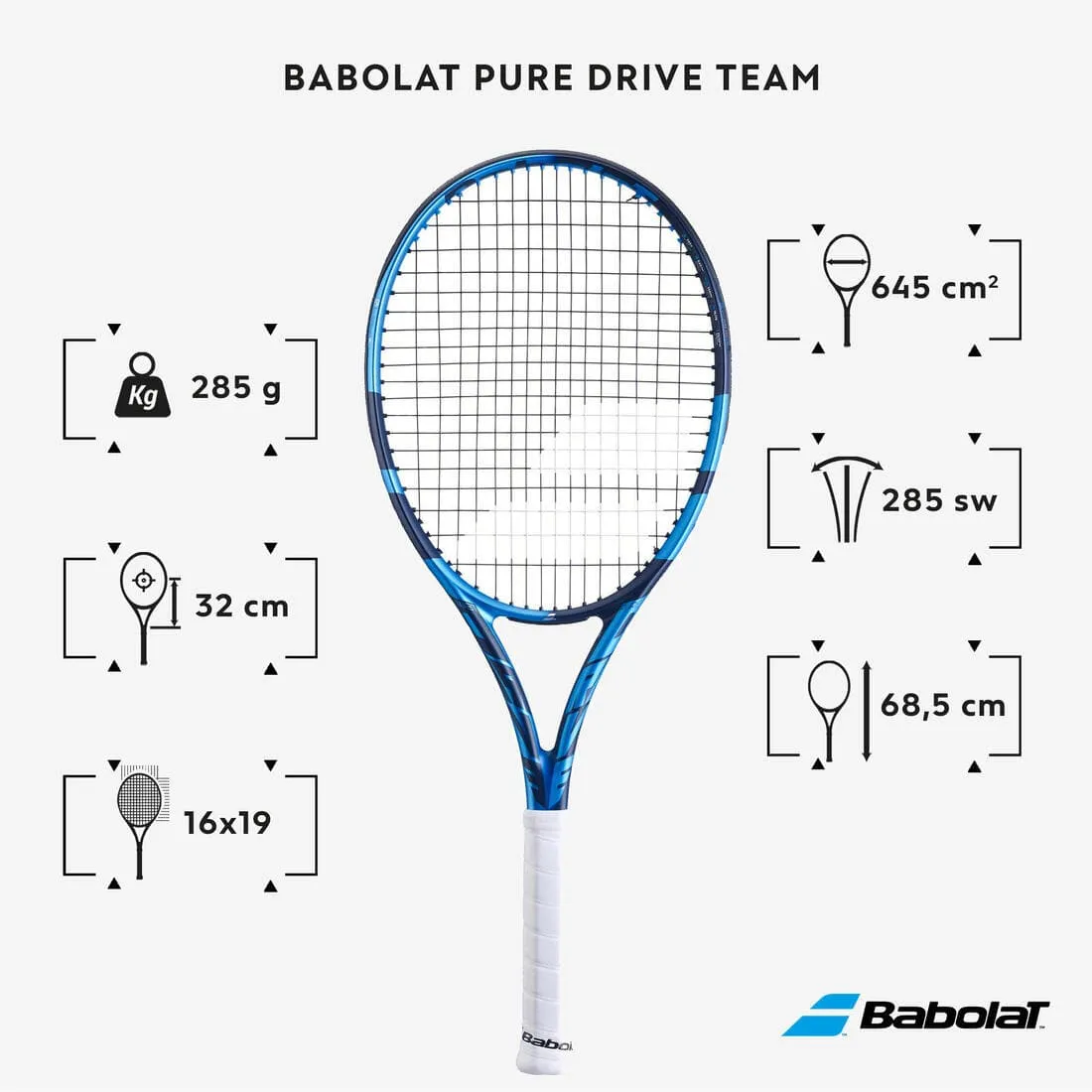 Raquette de tennis adulte - Babolat Pure Drive Team Bleu 285g