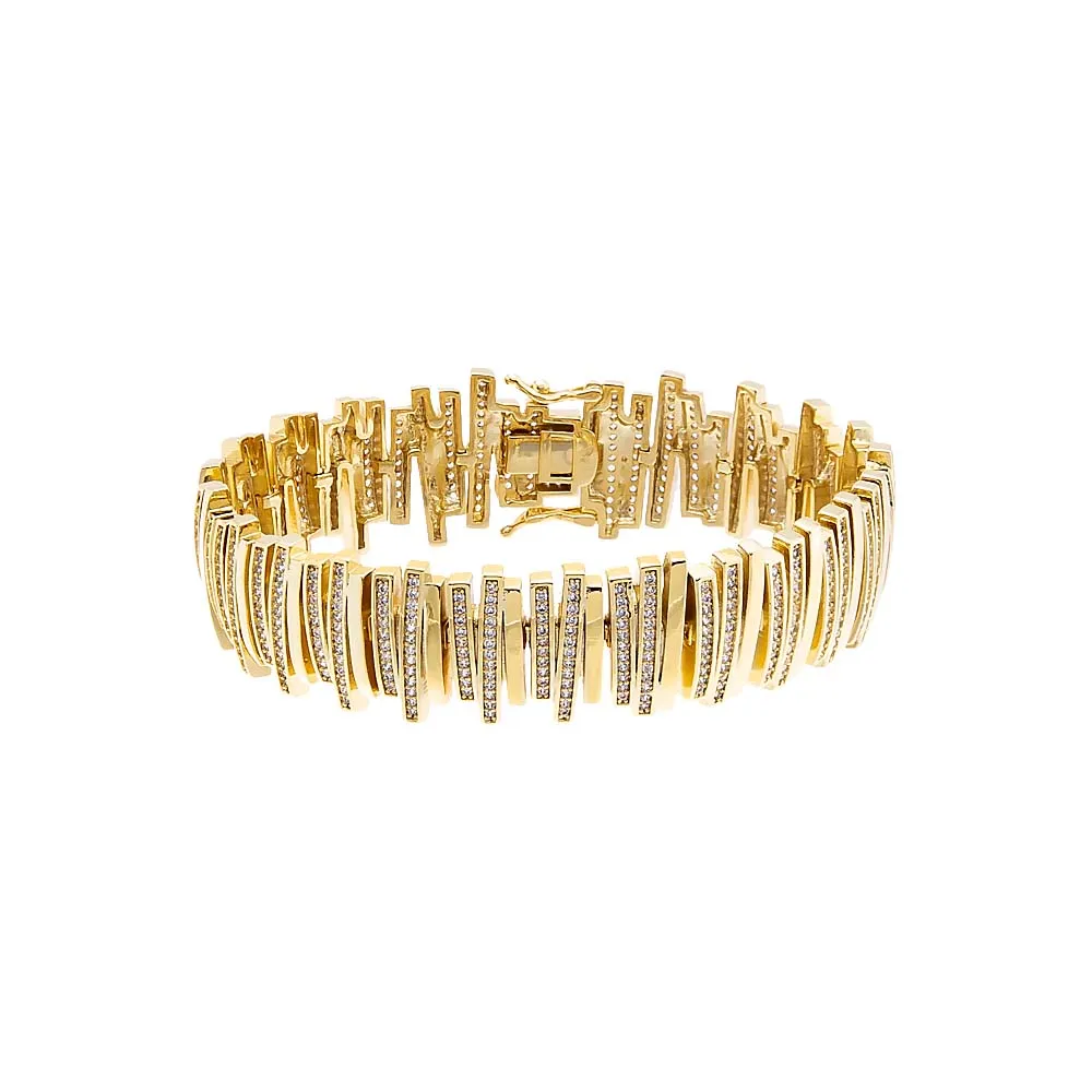 Solid/Pave Lined Tennis Bracelet