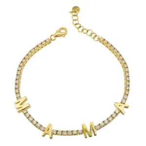 Spaced Out Initials/Mantra Diamond Tennis Bracelet