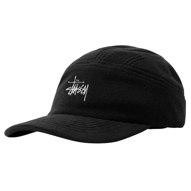 Stussy Stock Logo Polar fleece Panel Runner Cap Black