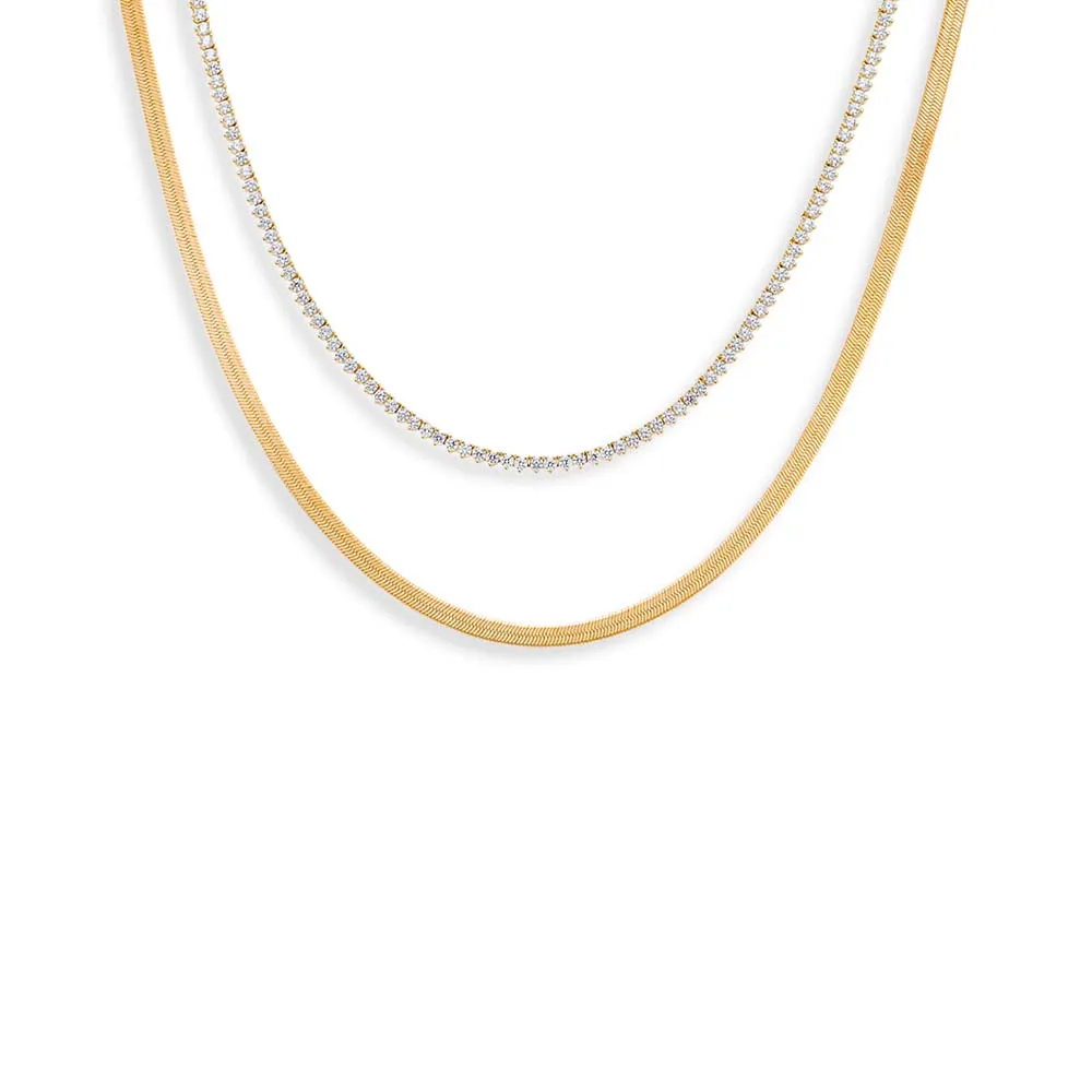 Tennis & Chain Necklace Combo Set