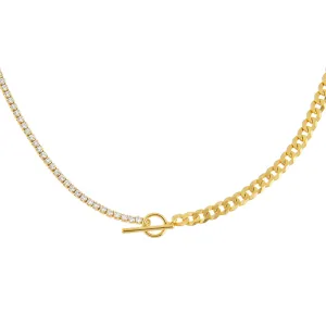 Tennis X Curb Chain Necklace