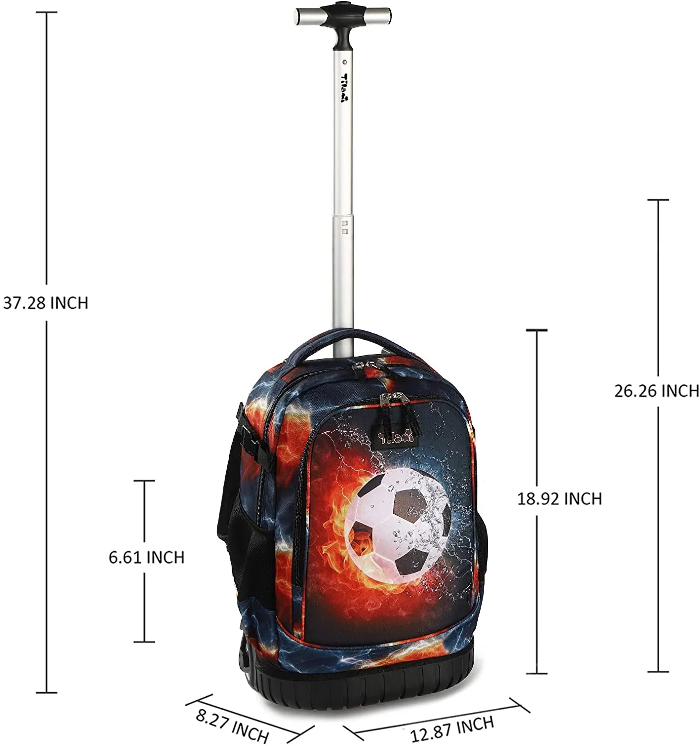 Tilami Black Passion Football 19 Inch Rolling Backpack