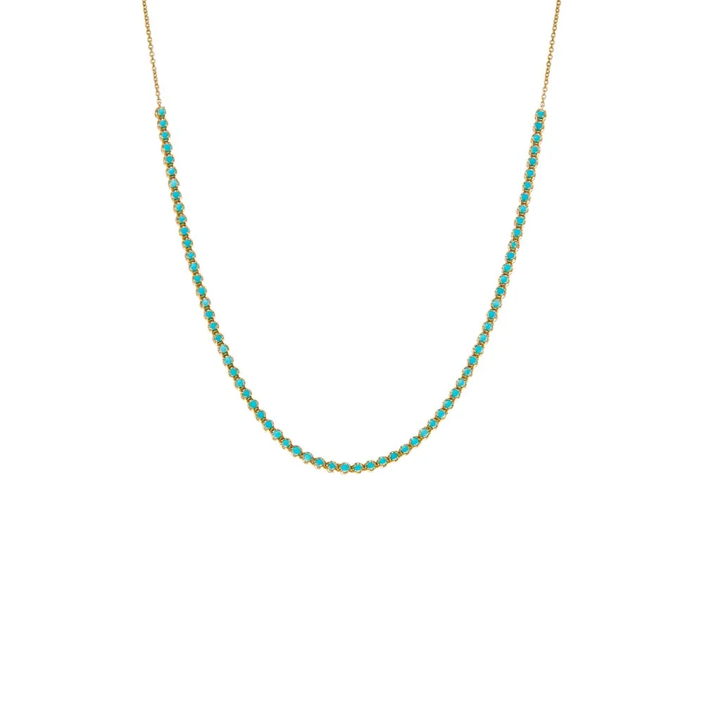 Turquoise Half Tennis Necklace 14K