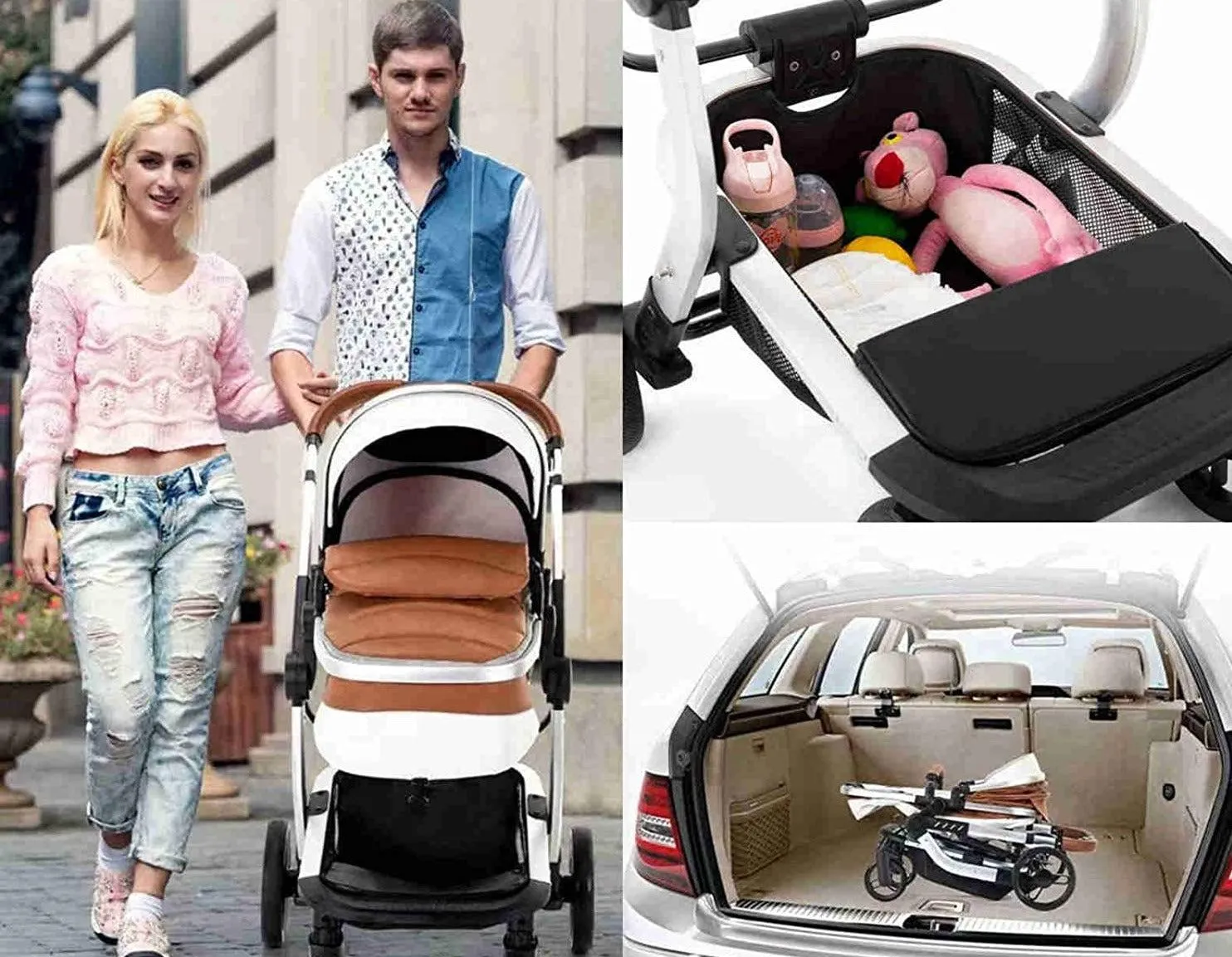 White Upgraded Luxury 3-in-1 Baby Stroller & Car Seat