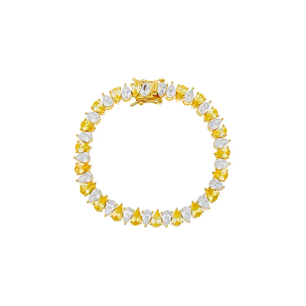 Yellow Wide Pear Shaped Tennis Bracelet